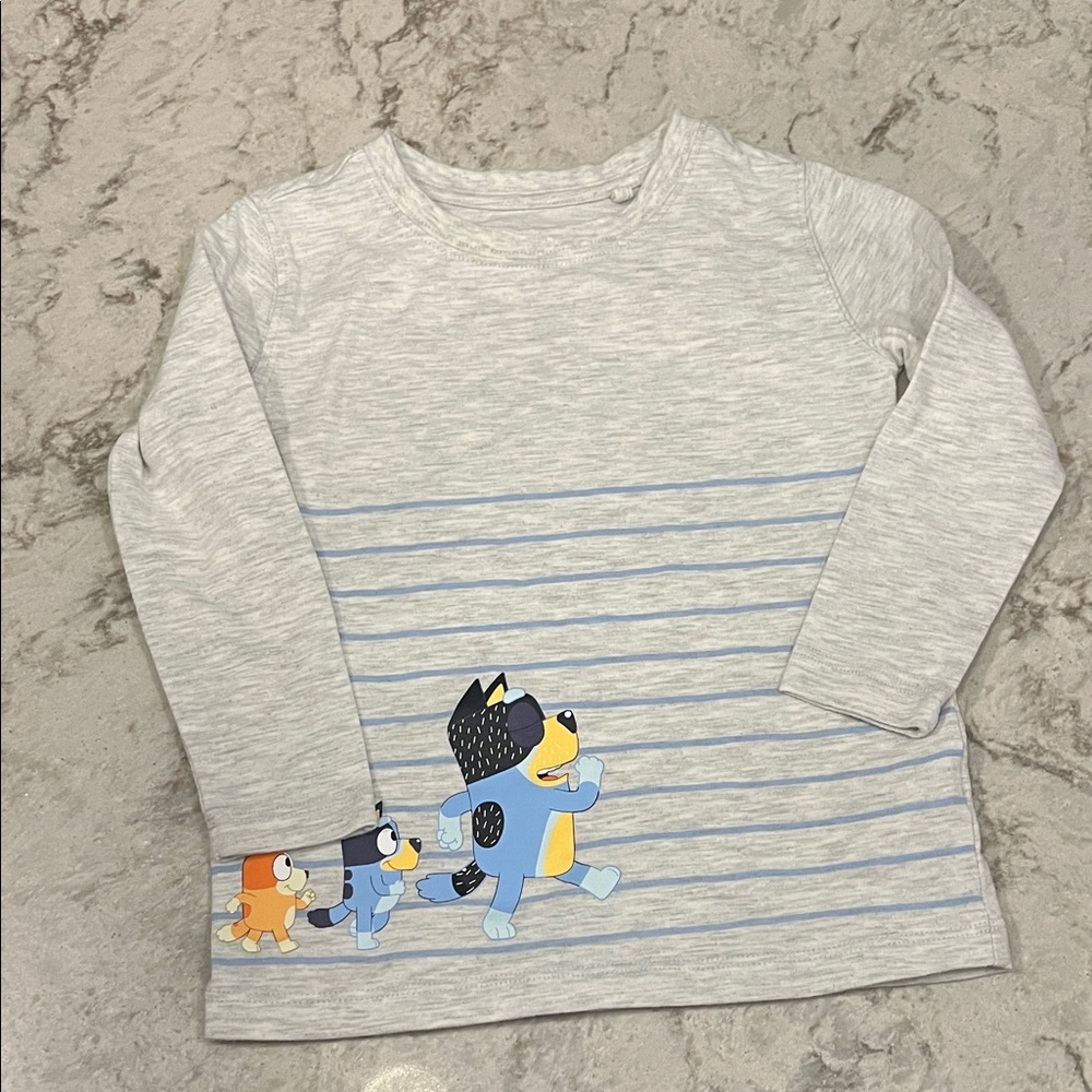 Gray Kids Shirt with Bluey Family